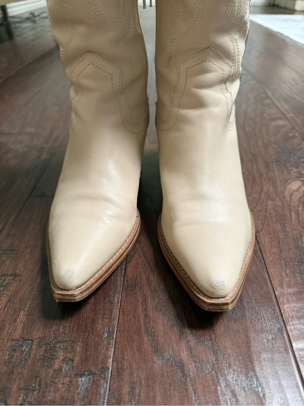 Nordstrom Agency Ivory Leather Western Boots - Women’s Size 9